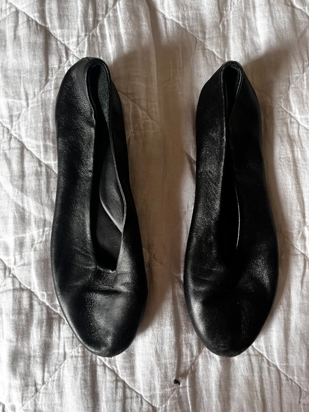 COS Black Leather Flats 38 Made in Italy